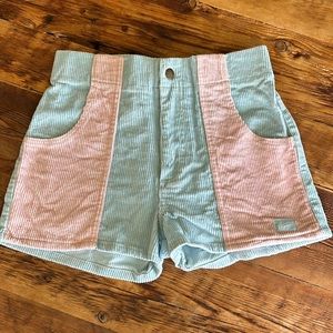 Original Hammies women’s stretch corduroy shorts, blue & pink two-tone, sz 28